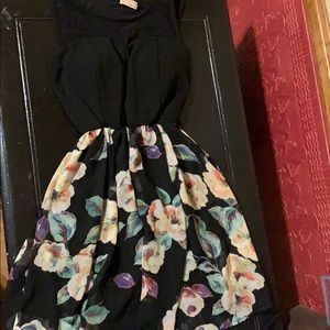 A black and flower dress